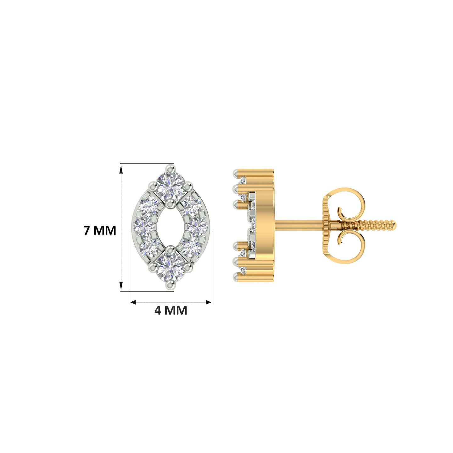 18k Yellow Gold and Diamond Stud with gold weight of 1.33g