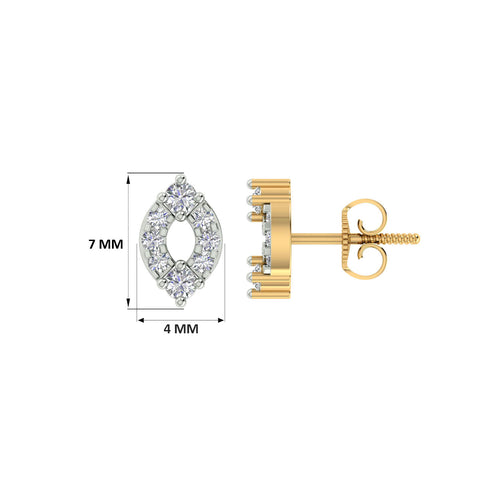 18k Yellow Gold and Diamond Stud with gold weight of 1.33g