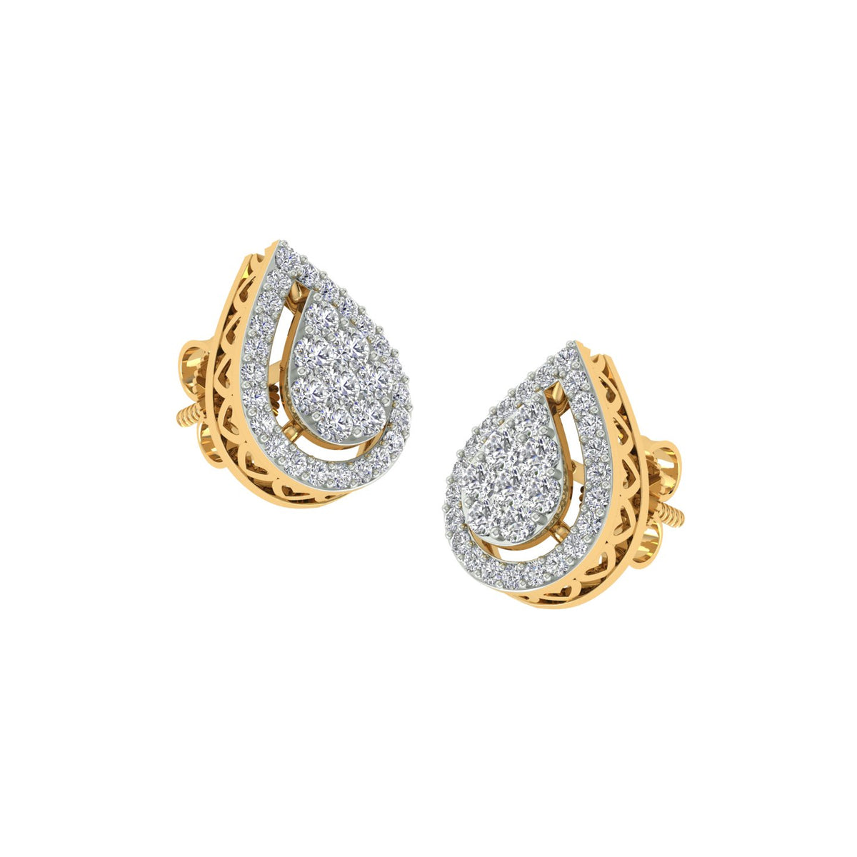 18k Yellow Gold and Diamond Stud with gold weight of 3.54g