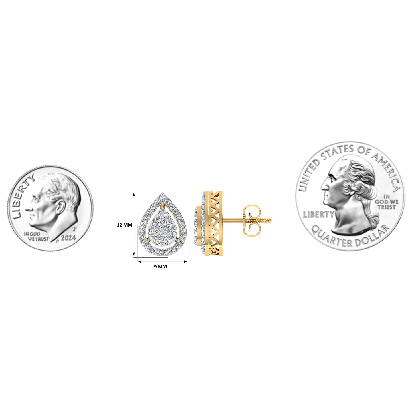18k Yellow Gold and Diamond Stud with gold weight of 3.54g