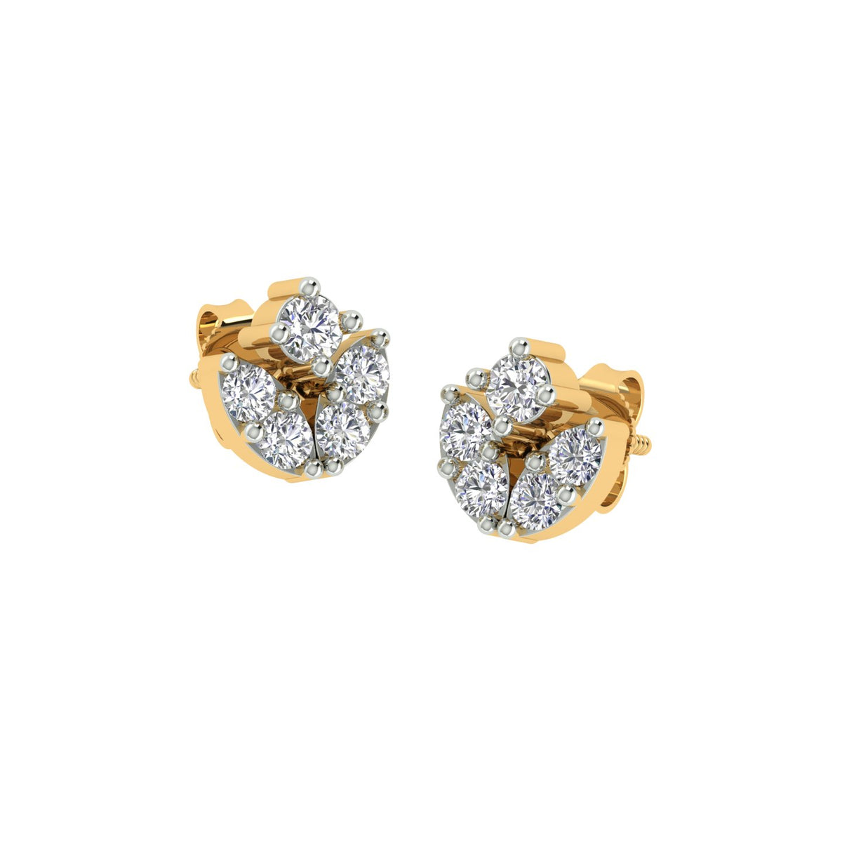 18k Yellow Gold and Diamond Stud with gold weight of 1.9g