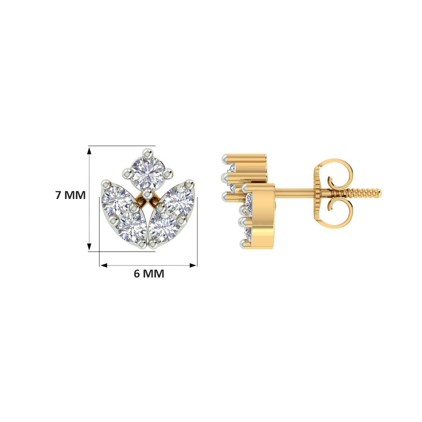 18k Yellow Gold and Diamond Stud with gold weight of 1.9g