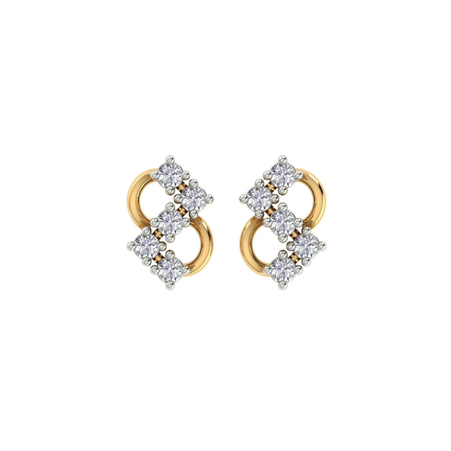 18k Yellow Gold and Diamond Stud with gold weight of 1.58g