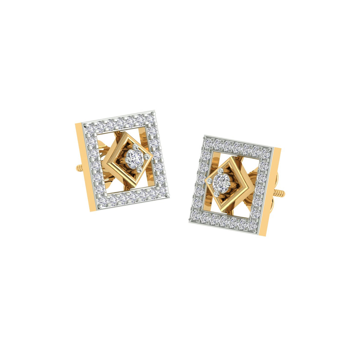 18k Yellow Gold and Diamond Stud with gold weight of 3.28g