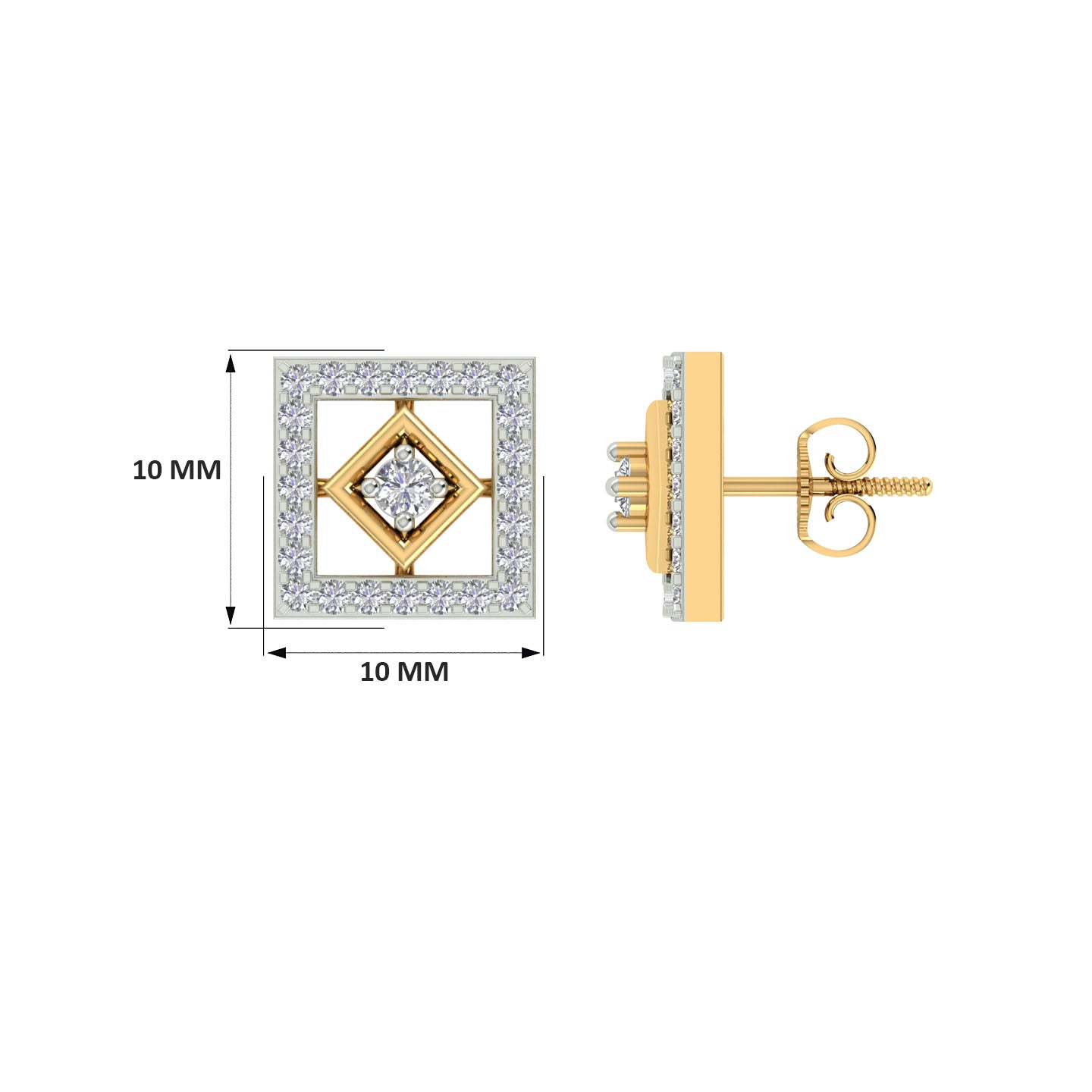 18k Yellow Gold and Diamond Stud with gold weight of 3.28g