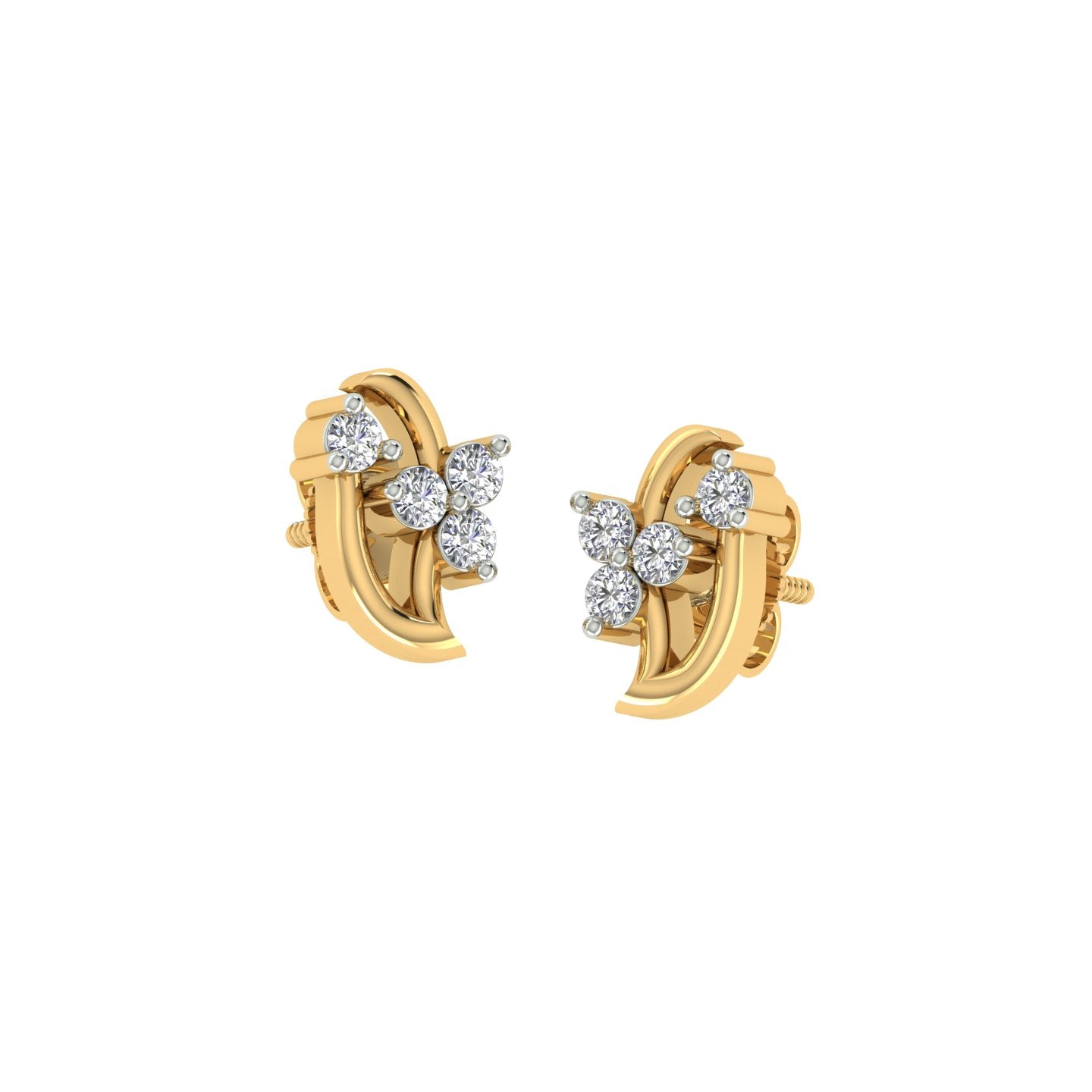 18k Yellow Gold and Diamond Stud with gold weight of 1.59g