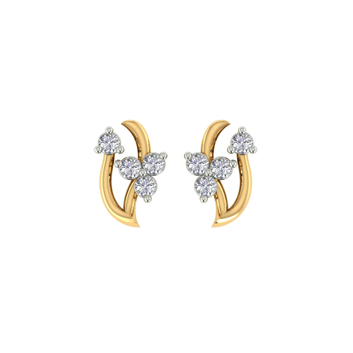 18k Yellow Gold and Diamond Stud with gold weight of 1.59g