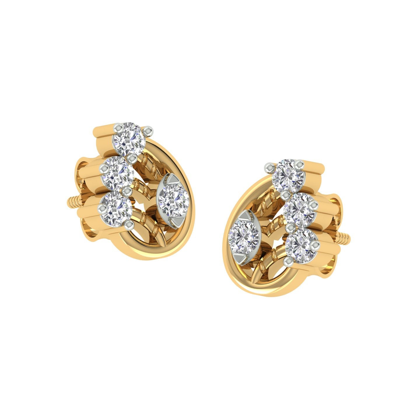 18k Yellow Gold and Diamond Stud with gold weight of 1.82g