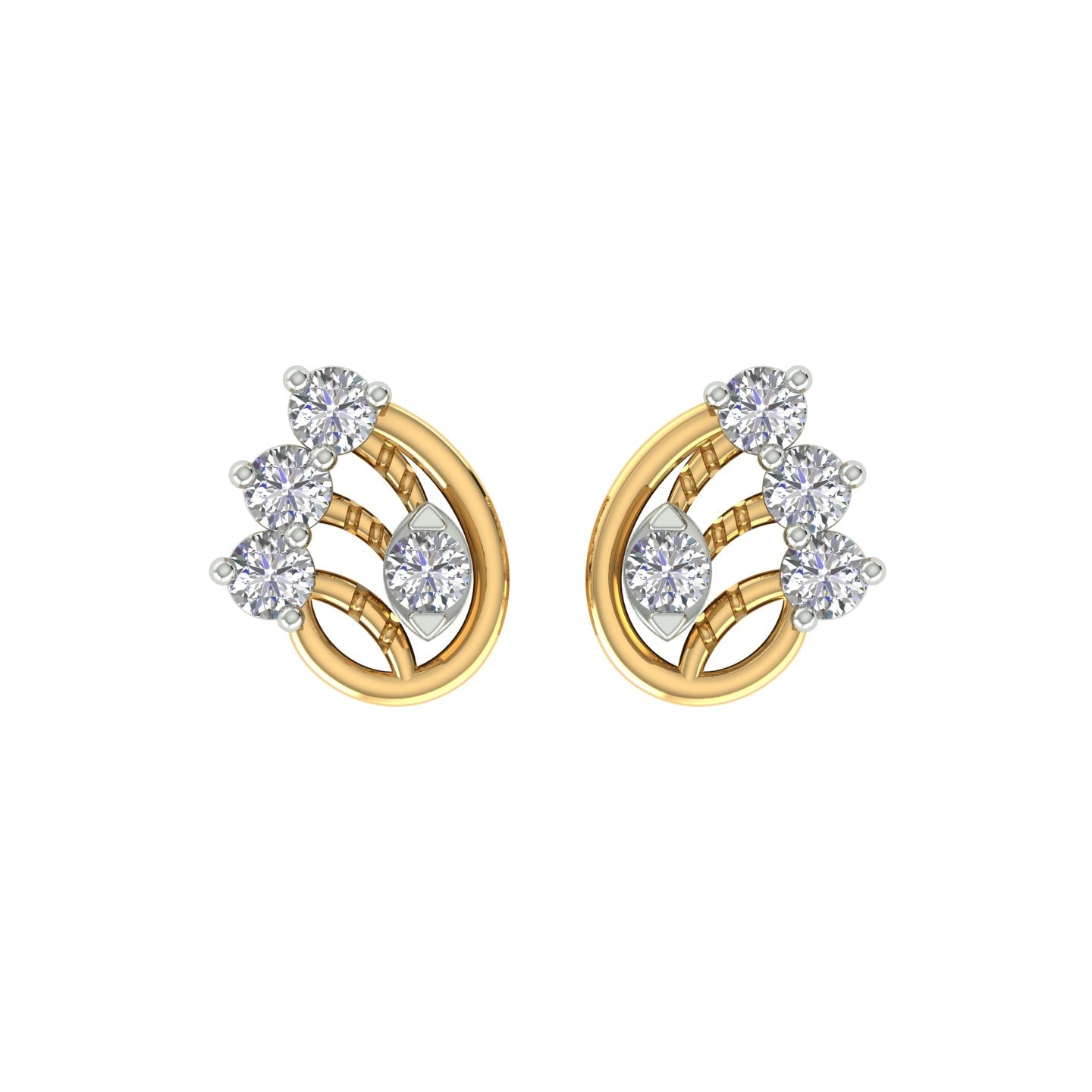 18k Yellow Gold and Diamond Stud with gold weight of 1.82g