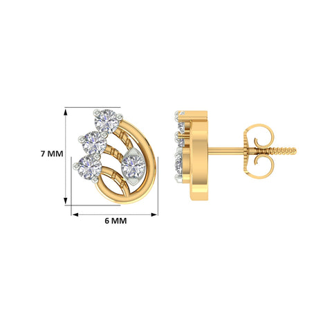 18k Yellow Gold and Diamond Stud with gold weight of 1.82g