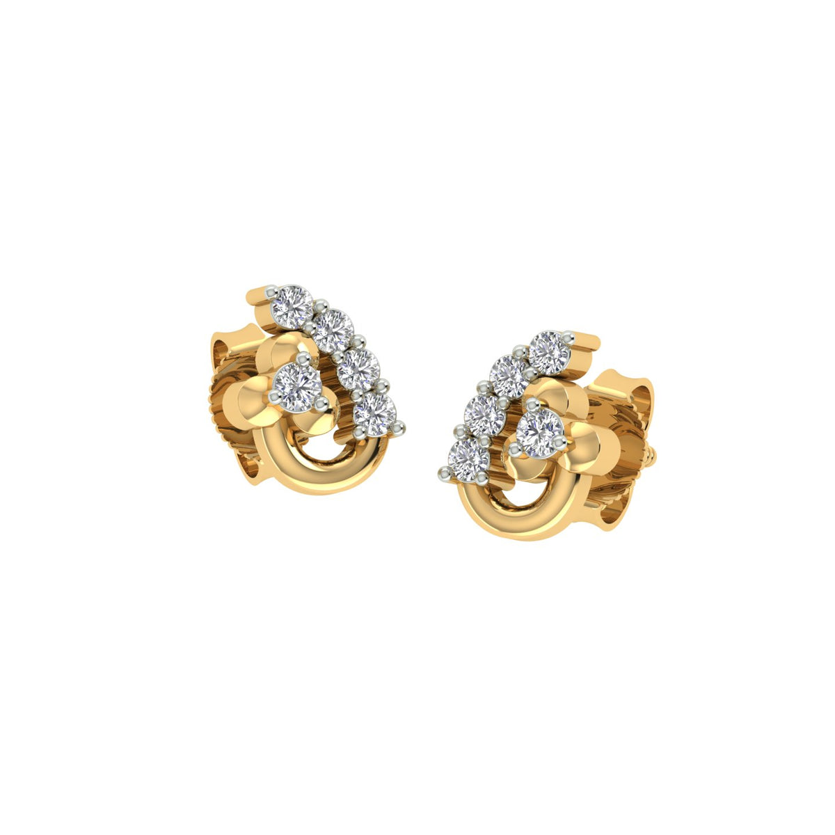 18k Yellow Gold and Diamond Stud with gold weight of 1.84g