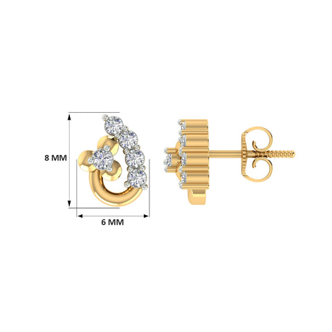 18k Yellow Gold and Diamond Stud with gold weight of 1.84g