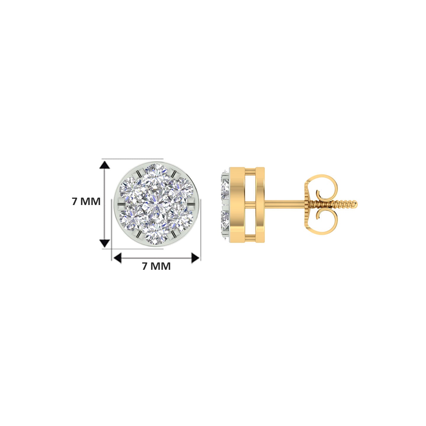 18k Yellow Gold and Diamond Stud with gold weight of 2.37g