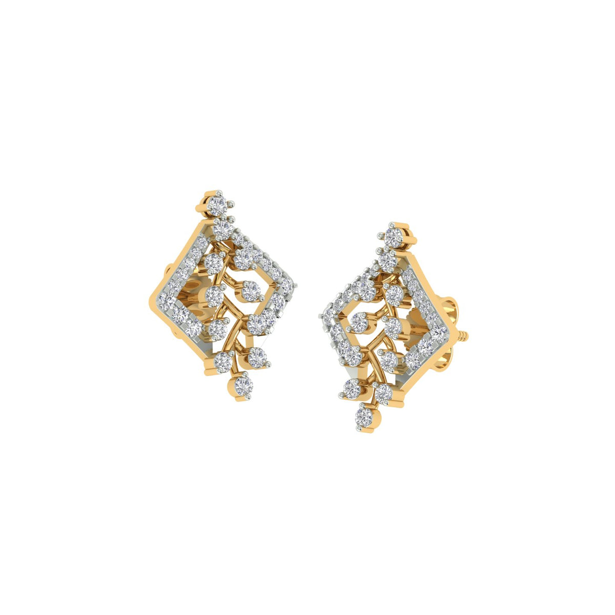 18k Yellow Gold and Diamond Stud with gold weight of 3.87g