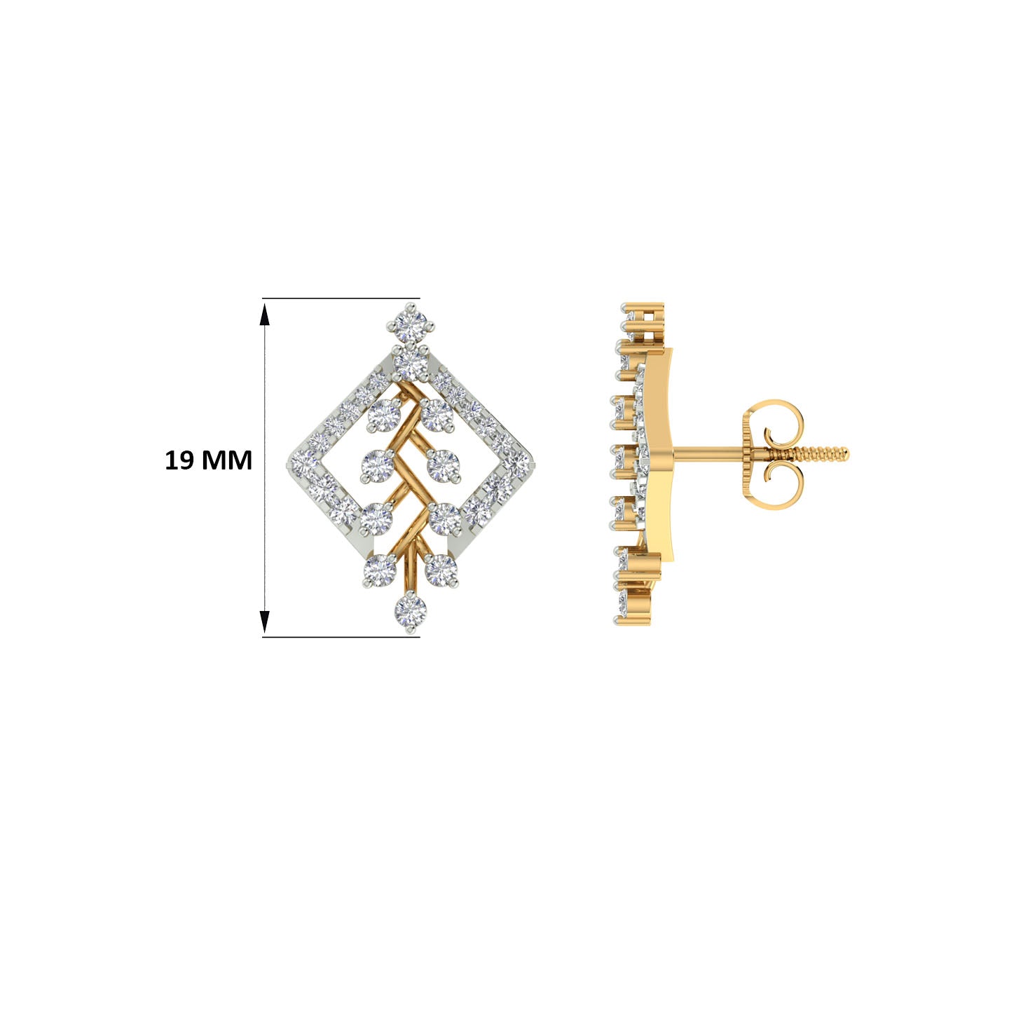 18k Yellow Gold and Diamond Stud with gold weight of 3.87g