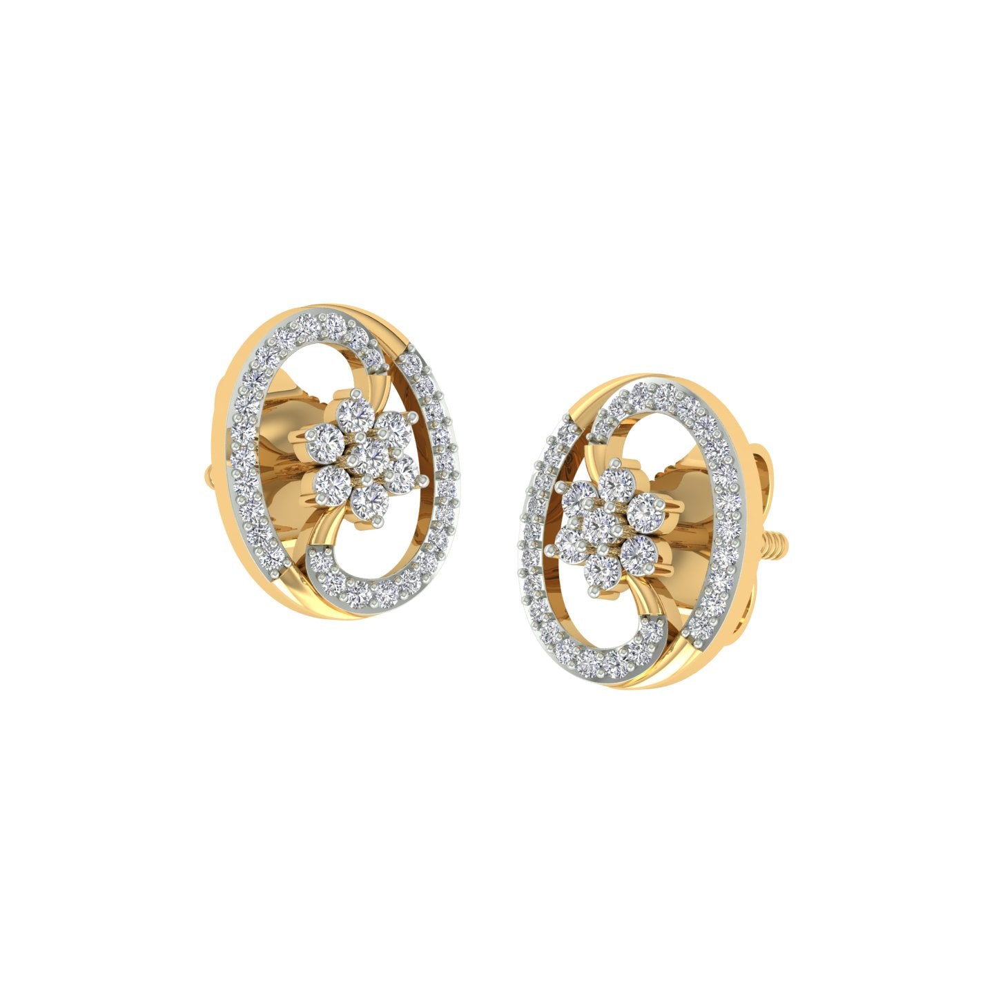 18k Yellow Gold and Diamond Stud with gold weight of 3.11g