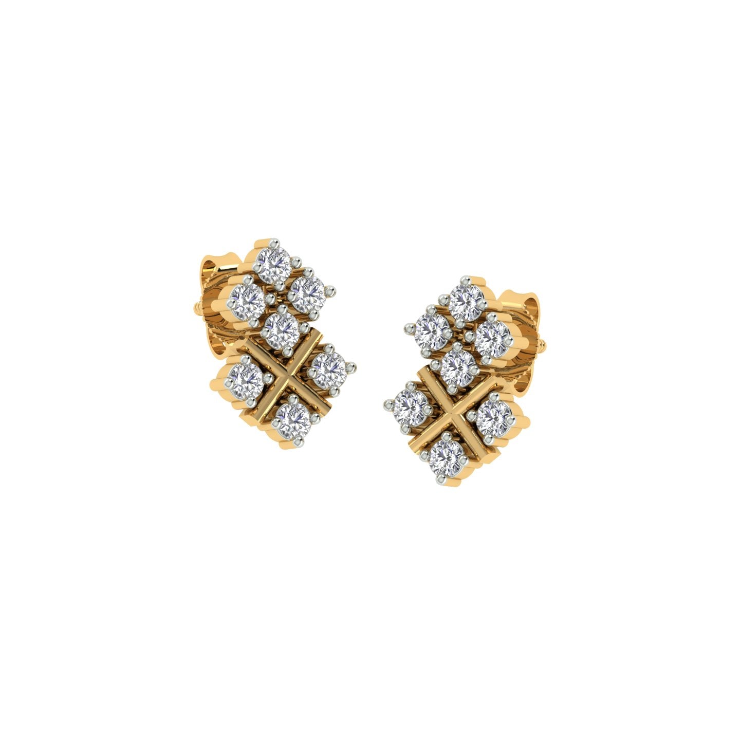 18k Yellow Gold and Diamond Stud with gold weight of 1.45g