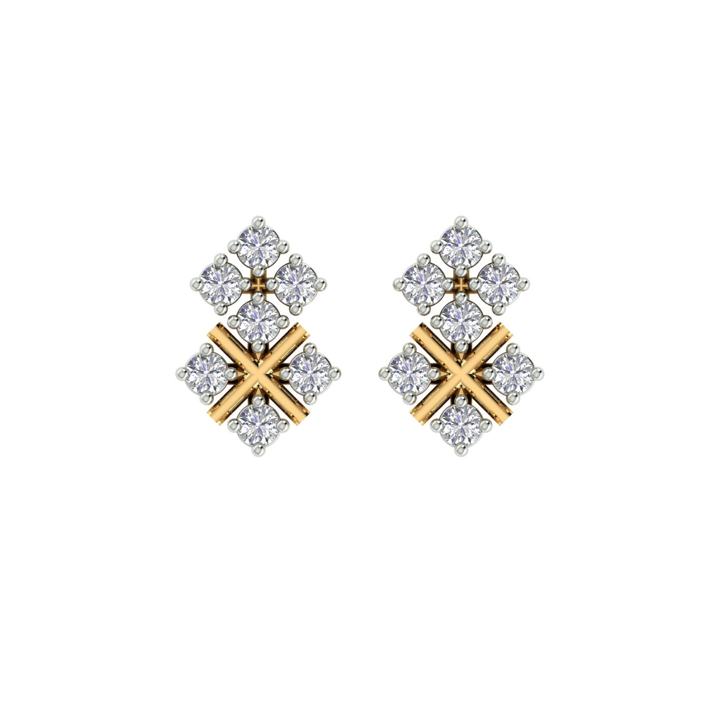 18k Yellow Gold and Diamond Stud with gold weight of 1.45g