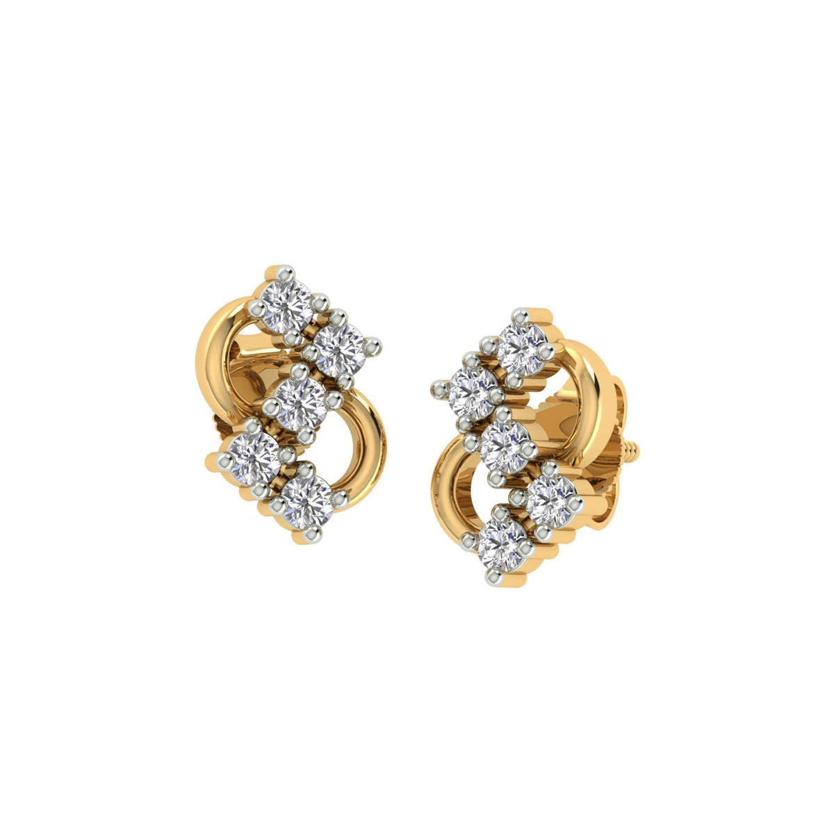 18k Yellow Gold and Diamond Stud with gold weight of 1.58gm