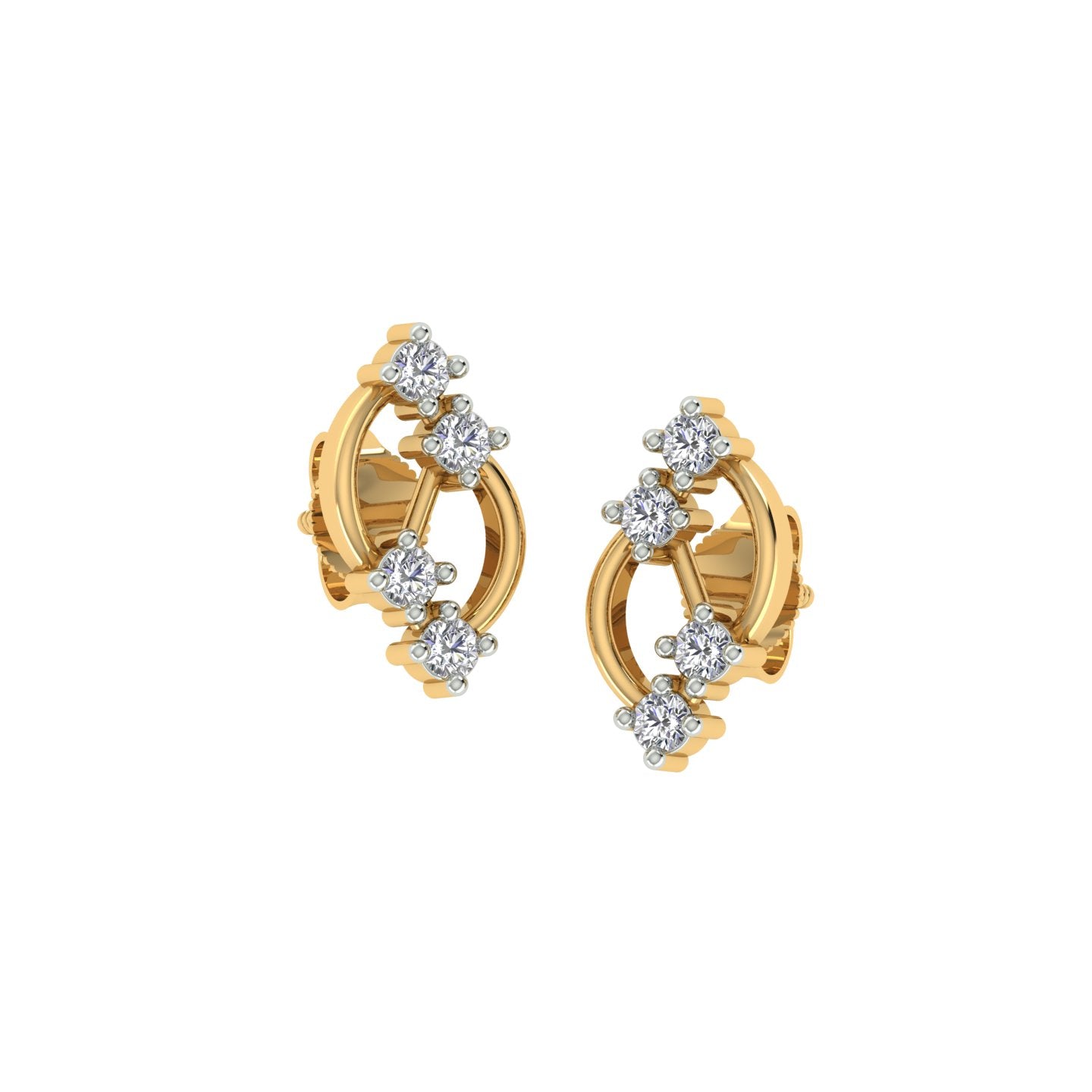 18k Yellow Gold and Diamond Stud with gold weight of 1.36g