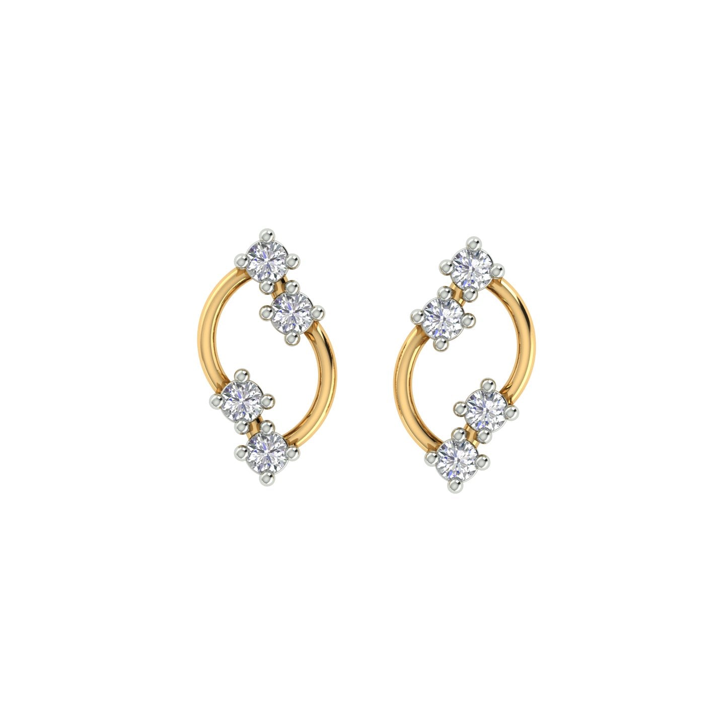 18k Yellow Gold and Diamond Stud with gold weight of 1.36g