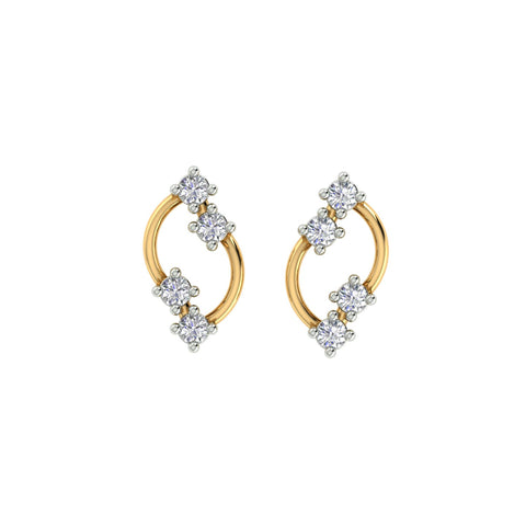 18k Yellow Gold and Diamond Stud with gold weight of 1.36g