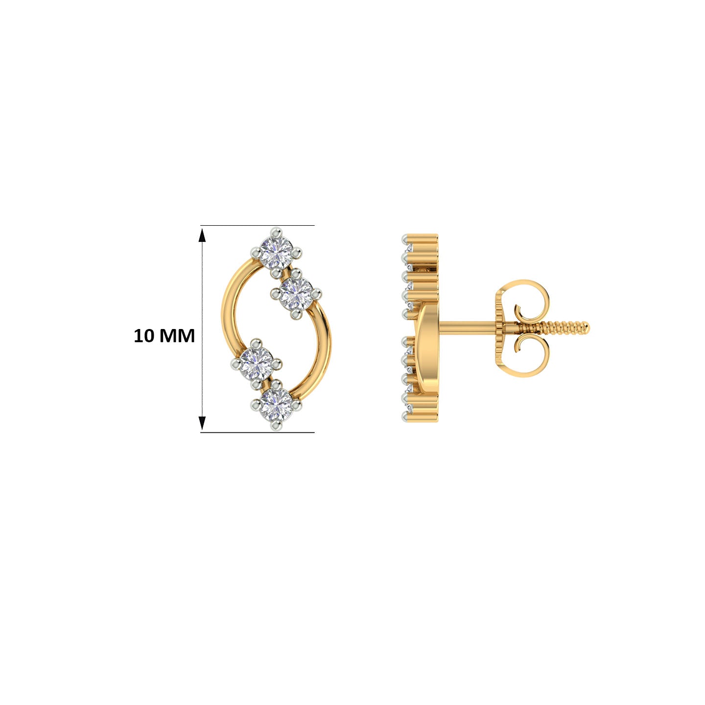 18k Yellow Gold and Diamond Stud with gold weight of 1.36g