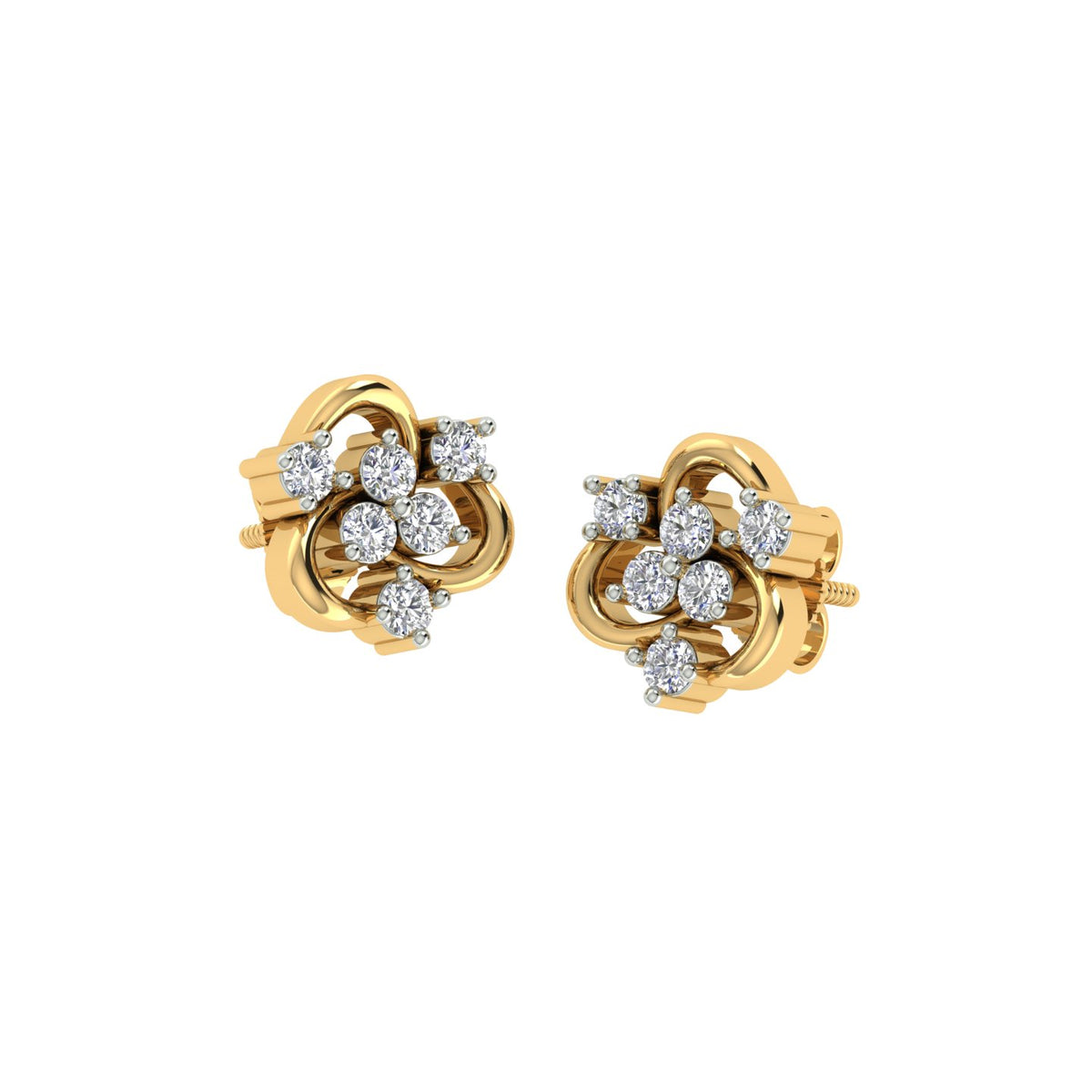 18k Yellow Gold and Diamond Stud with gold weight of 2.27g