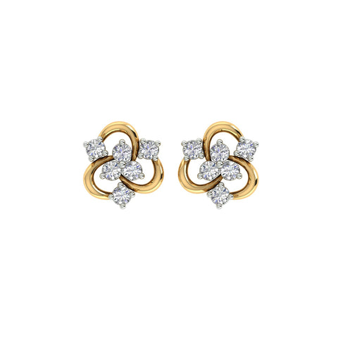 18k Yellow Gold and Diamond Stud with gold weight of 2.27g