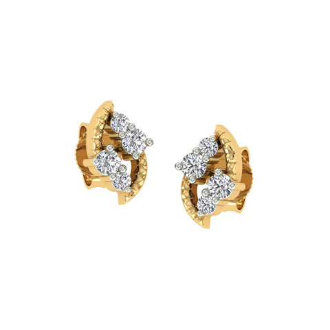 18k Yellow Gold and Diamond Stud with gold weight of 1.56g