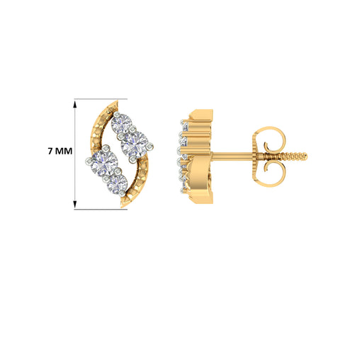 18k Yellow Gold and Diamond Stud with gold weight of 1.56g