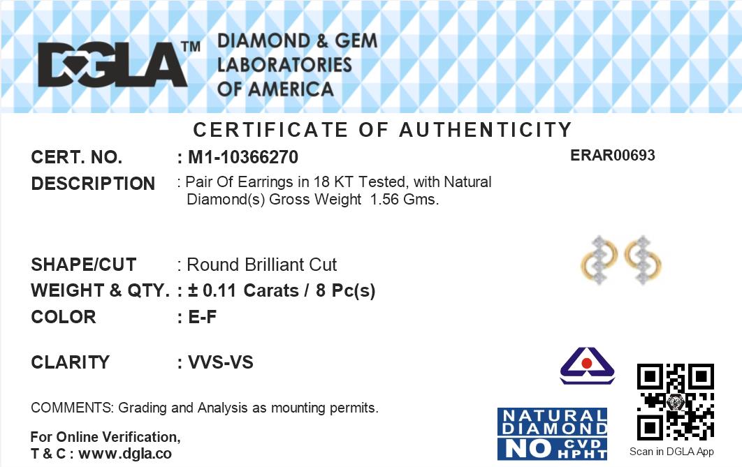 18k Yellow Gold and Diamond Stud with gold weight of 1.56g