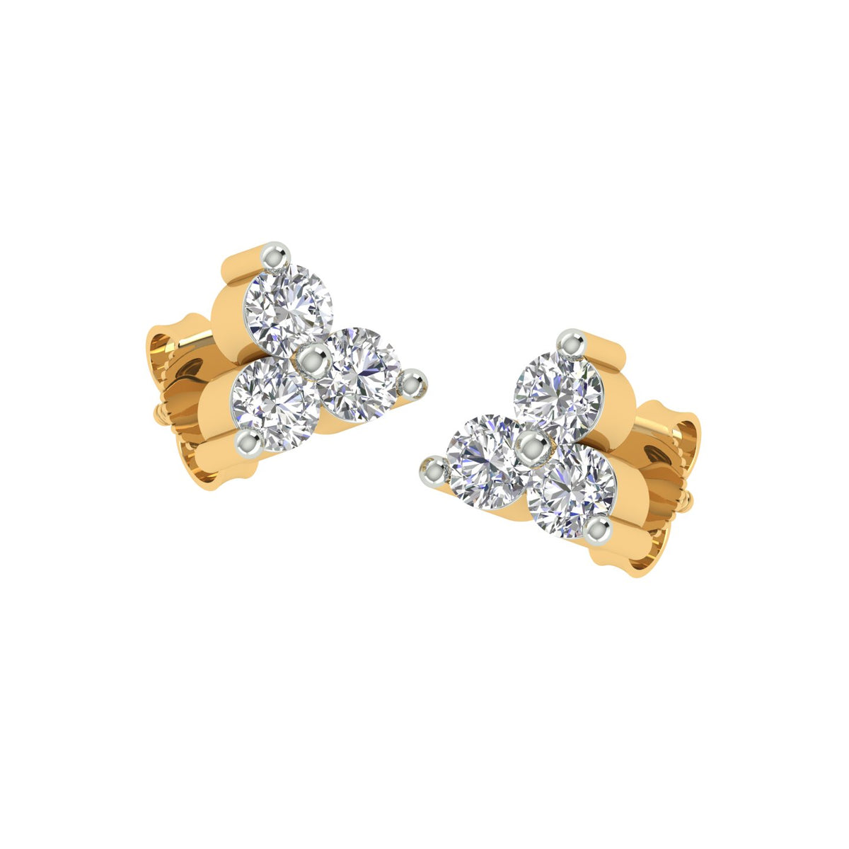 18k Yellow Gold and Diamond Stud with gold weight of 2.08g