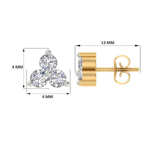 18k Yellow Gold and Diamond Stud with gold weight of 1.44g