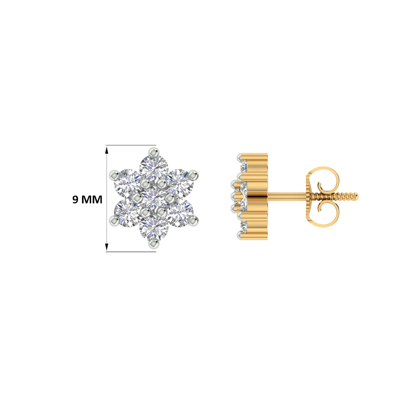 18k Yellow Gold and Diamond Stud with gold weight of 2.65g