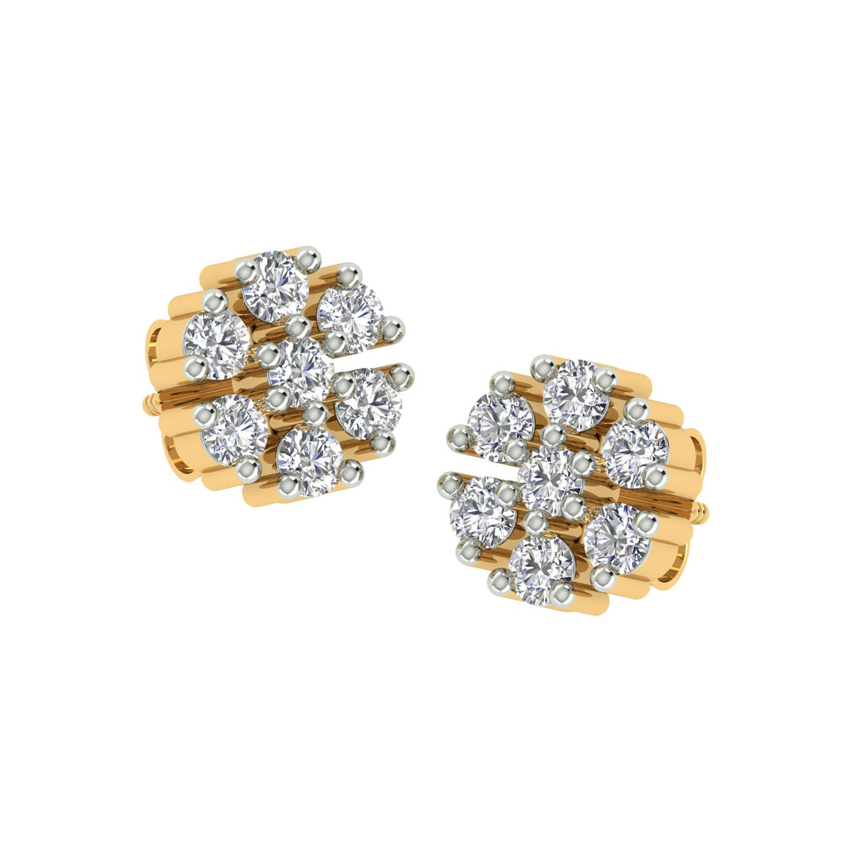 18k Yellow Gold and Diamond Stud with gold weight of 2.16g