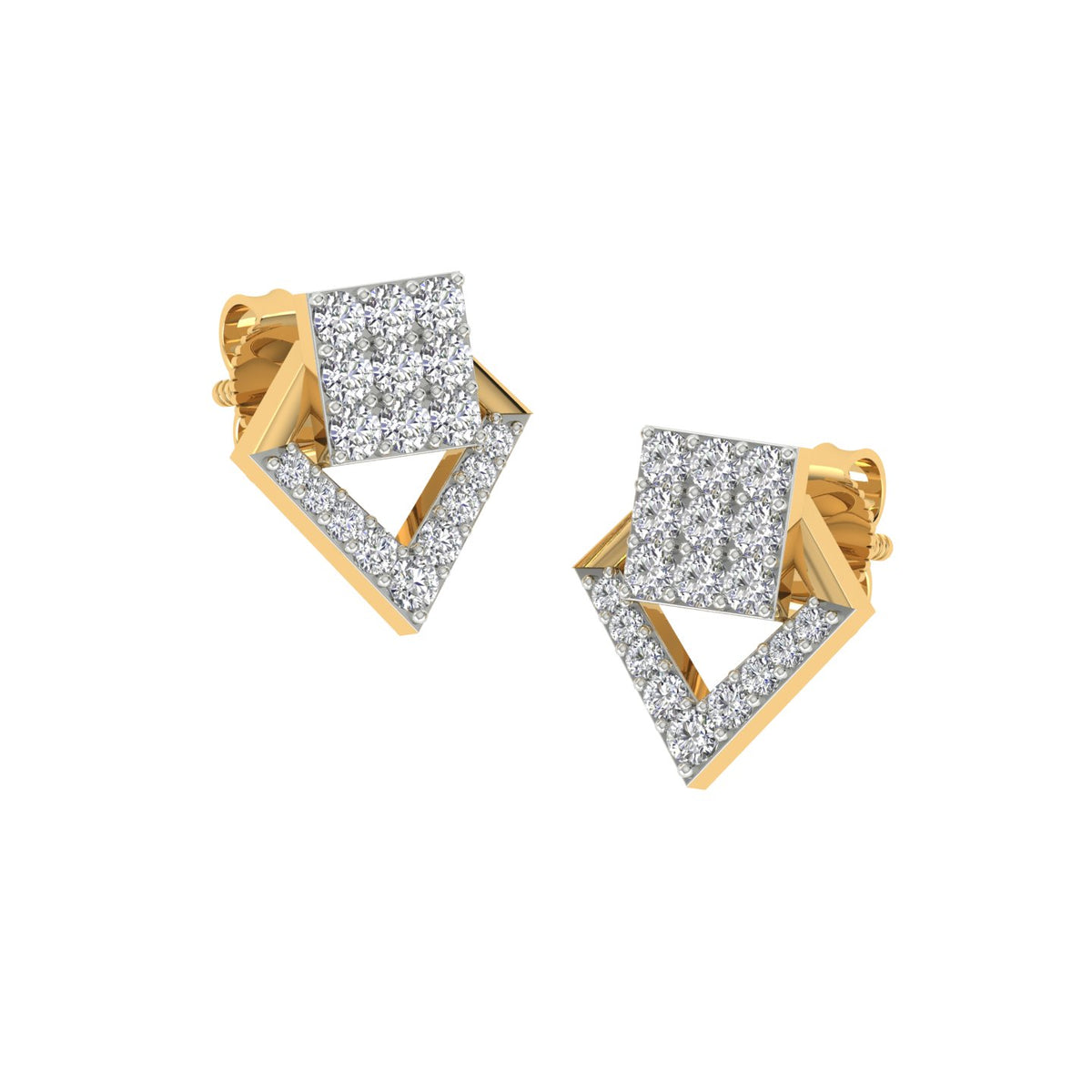 18k Yellow Gold and Diamond Stud with gold weight of 2.59g