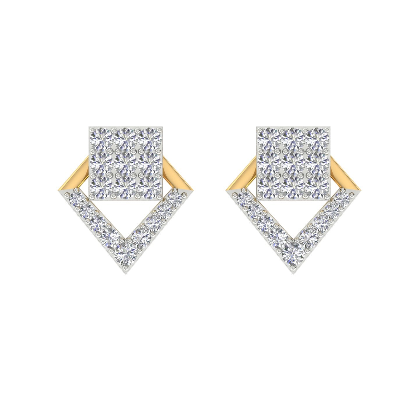 18k Yellow Gold and Diamond Stud with gold weight of 2.59g