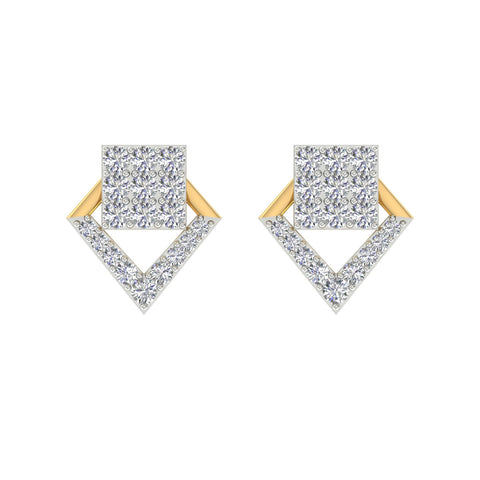 18k Yellow Gold and Diamond Stud with gold weight of 2.59g