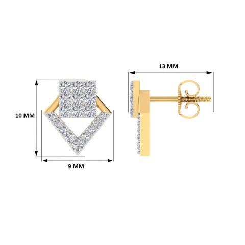 18k Yellow Gold and Diamond Stud with gold weight of 2.59g