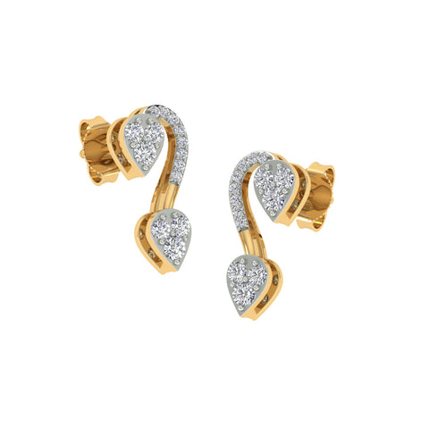 18k Yellow Gold and Diamond Stud with gold weight of 2.15g