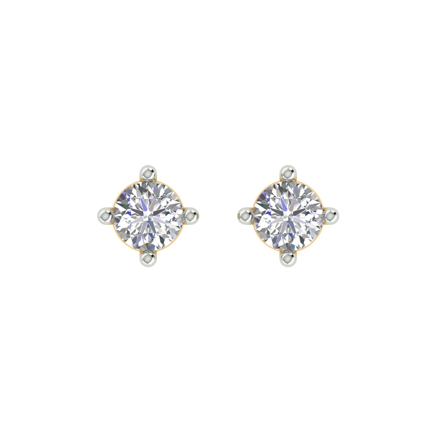 18k Yellow Gold and Diamond Stud with gold weight of 1.02g