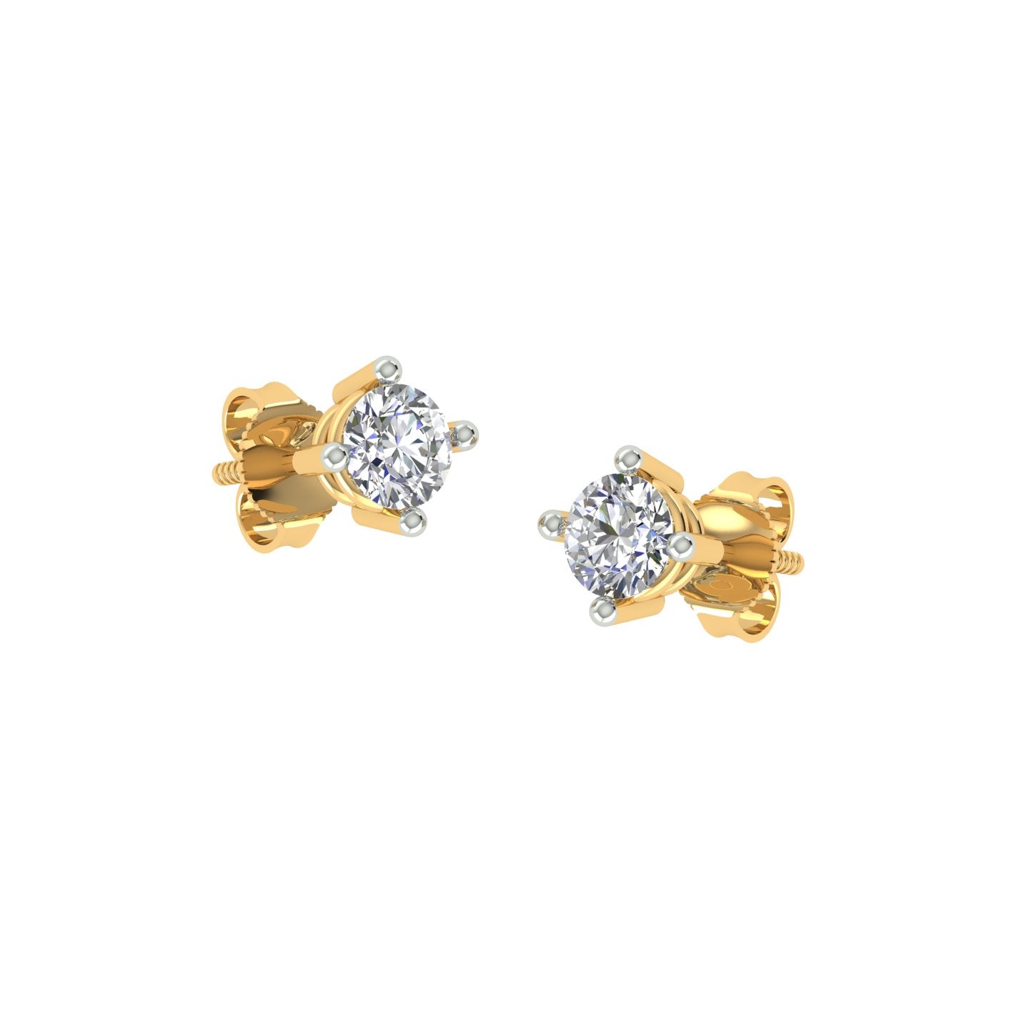 18k Yellow Gold and Diamond Stud with gold weight of 1.08g