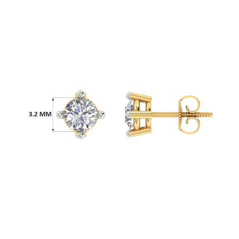 18k Yellow Gold and Diamond Stud with gold weight of 1.09g