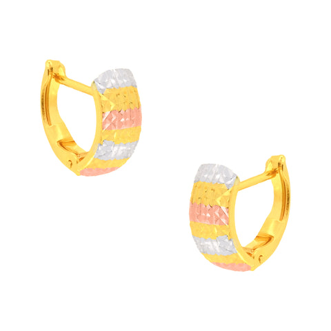 22k Three-Tone Gold Hoop Medium Earrings with gold weight of 2.99g