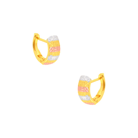 22k Three-Tone Gold Hoop Medium Earrings with gold weight of 2.99g