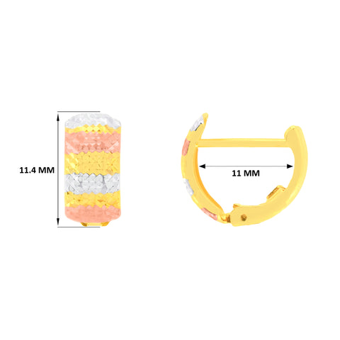 22k Three-Tone Gold Hoop Medium Earrings with gold weight of 2.99g