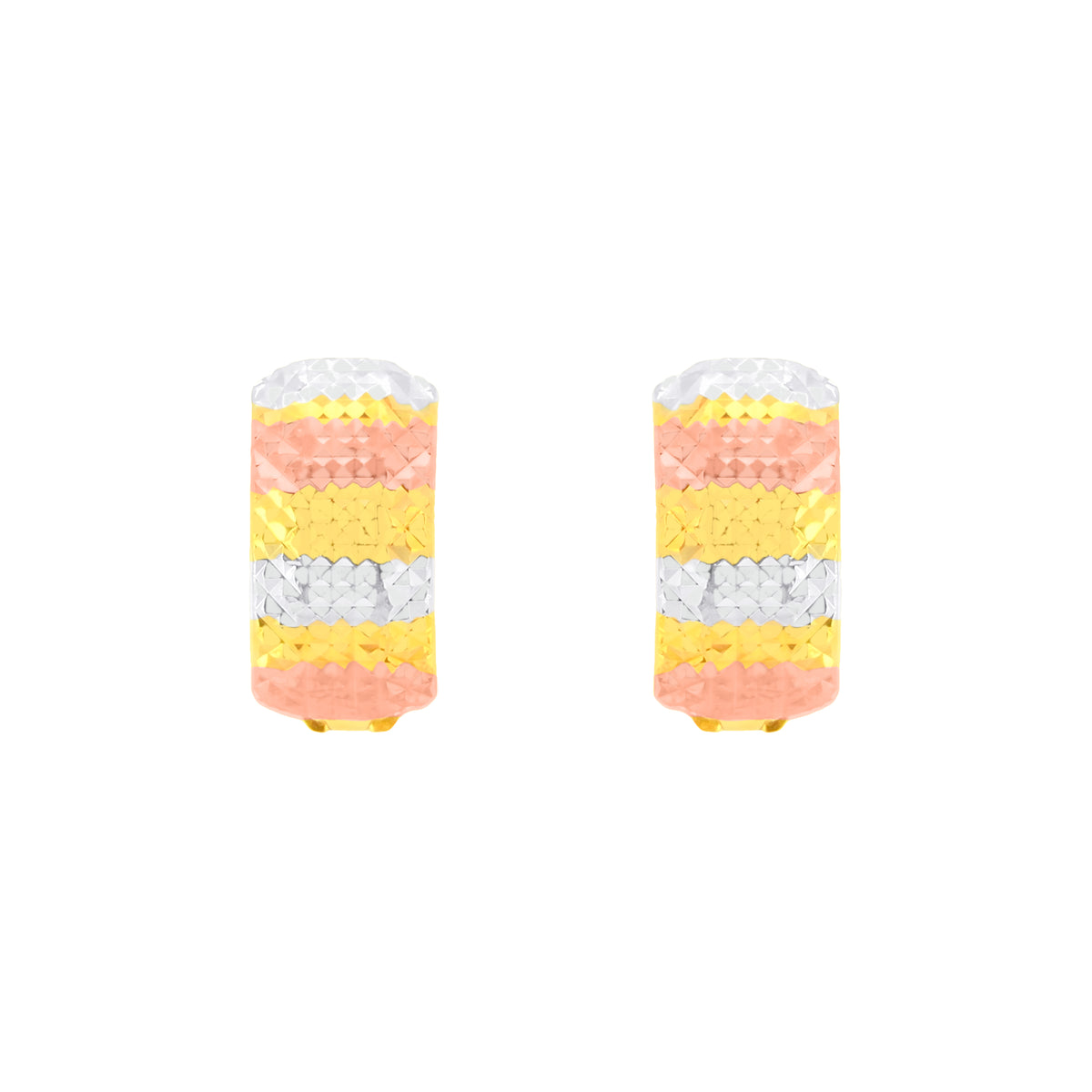 22k Three-Tone Gold Hoop Medium Earrings with gold weight of 2.99g