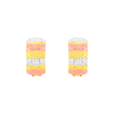 22k Three-Tone Gold Hoop Medium Earrings with gold weight of 2.99g