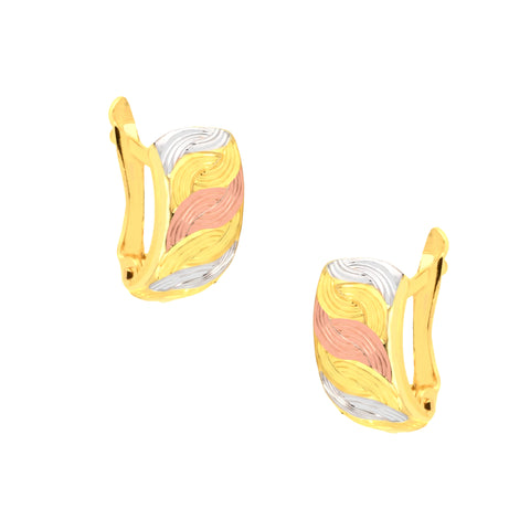 22k Three-Tone Gold Hoop Medium Earrings with gold weight of 2.01g